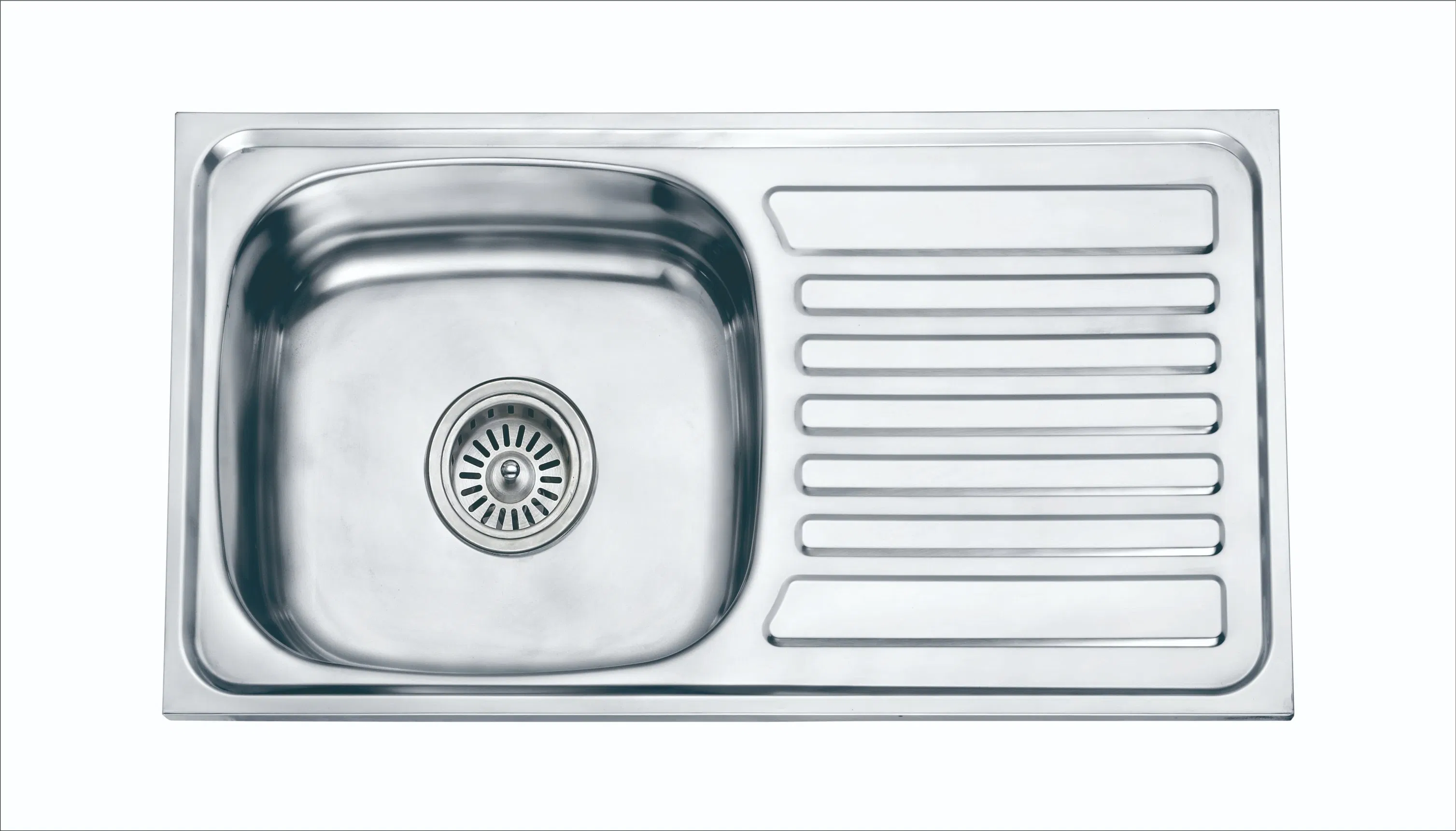 Walnut Sink Guangdong, China Wholesale Building Material Modern Stainless Steel Single Deep Bowl with Drainboard Kitchen Pressed Sink