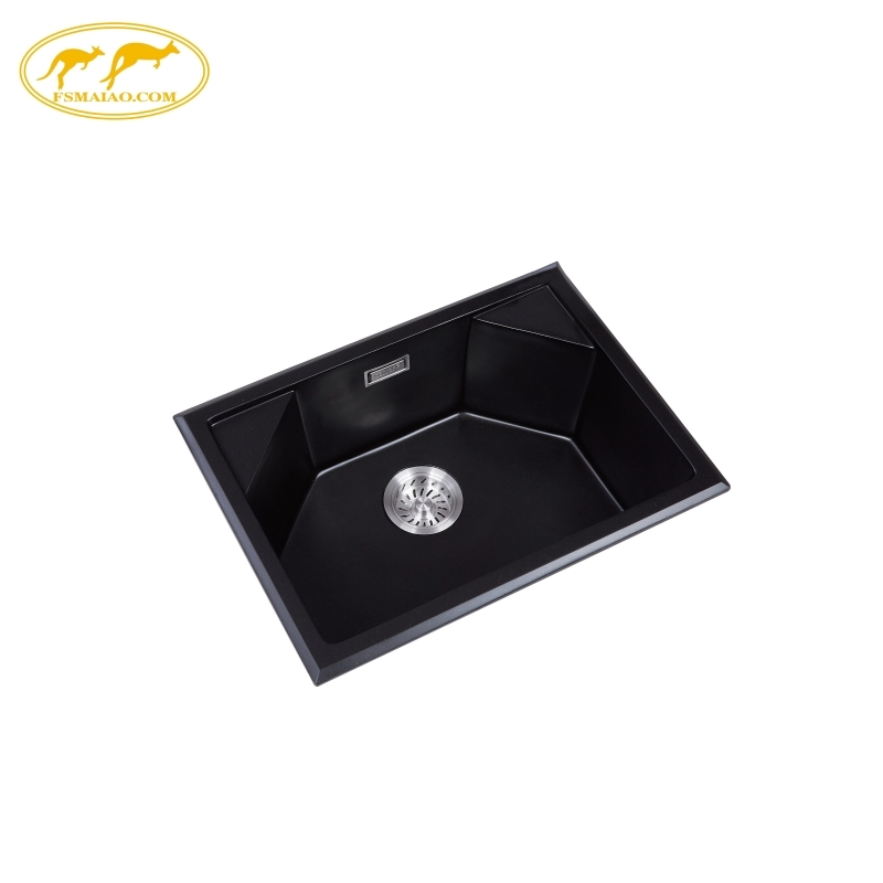 Smooth and Durable New Design Splash Prevention Polished Gloss Granite Composite Sink
