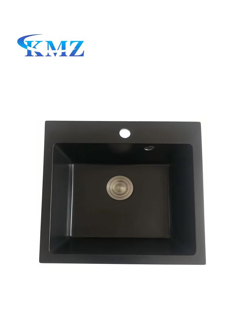 High Quality Brushed Topmount Stainless Steel Single Bowl Deep Small Black Drop in Kitchen Sinks