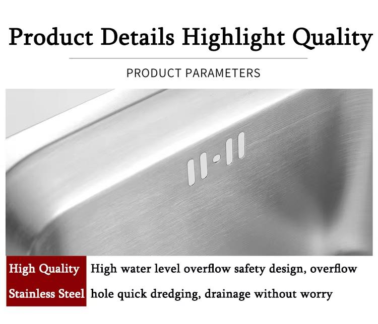 Modern Nano Handmade High Quality Silver Sink Single Bowl Stainless Steel Square Kitchen Sink/SS304