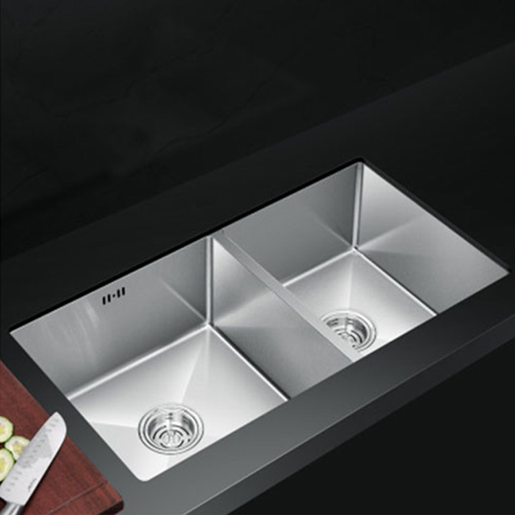 Sanipro Hot Sale Black Undermount Granite Sink Double Bowl Quartz Stone Composite Kitchen Basin Sinks with Drainer
