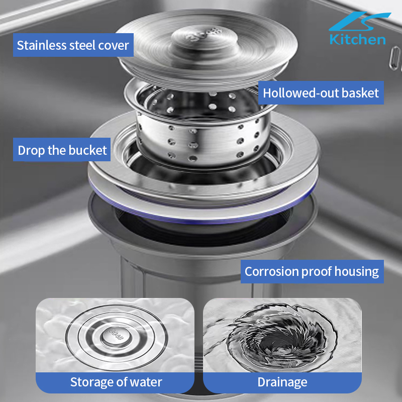 Modern Kitchen Sink, Double Bowl Handmade Outdoor Sink, Stainless Steel Undermount Sink