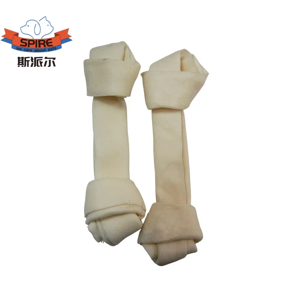 Cowhide Dog Dental Chew Rawhide Knot Bone Dog Teeth Cleaning Treats with Private Label Package