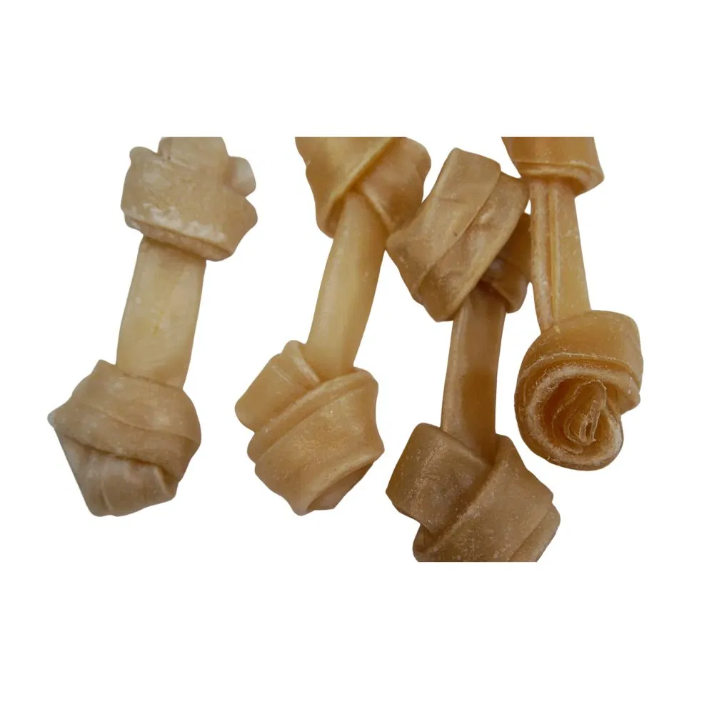 Cowhide Dog Dental Chew Rawhide Knot Bone Dog Teeth Cleaning Treats with Private Label Package