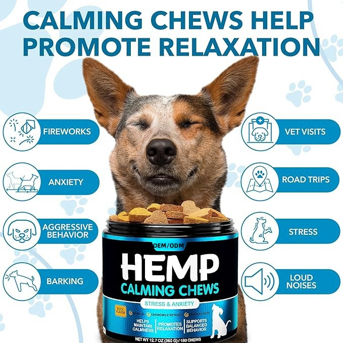 Calming Chews for Dogs with Anxiety and Stress - Treats with Melatonin for Dogs Promotes Relaxation &amp; Composure for Daily Stress