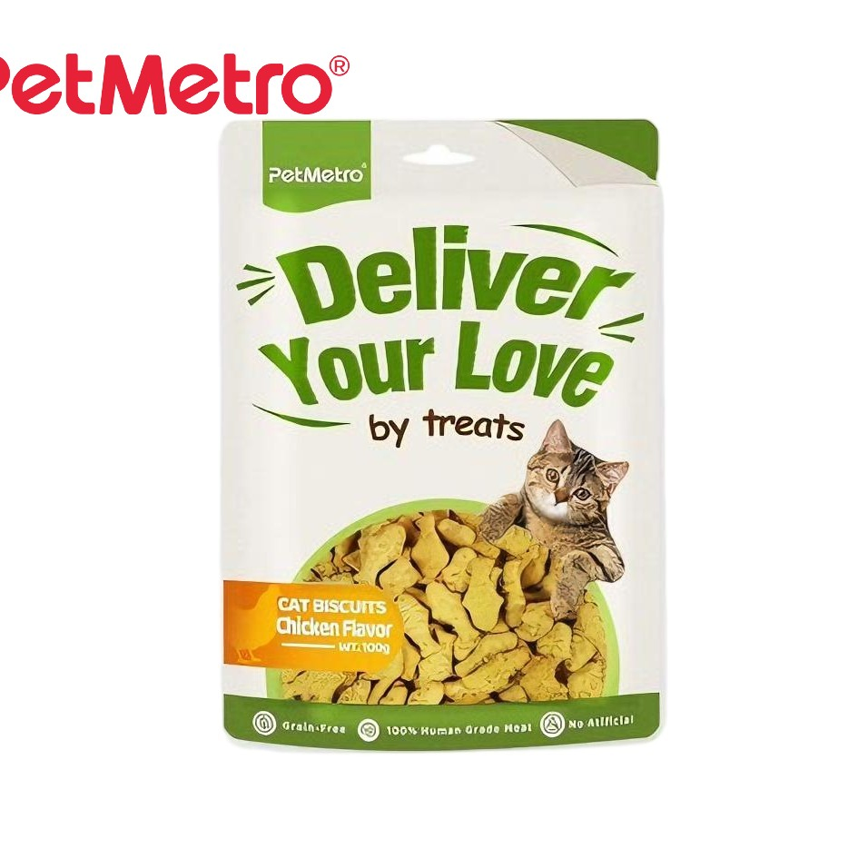 Omega Supported 100g Crunchy Catnip Added Fish Shaped Nutrition Snack for Long Term Supply Omega Enriched Cat Treats