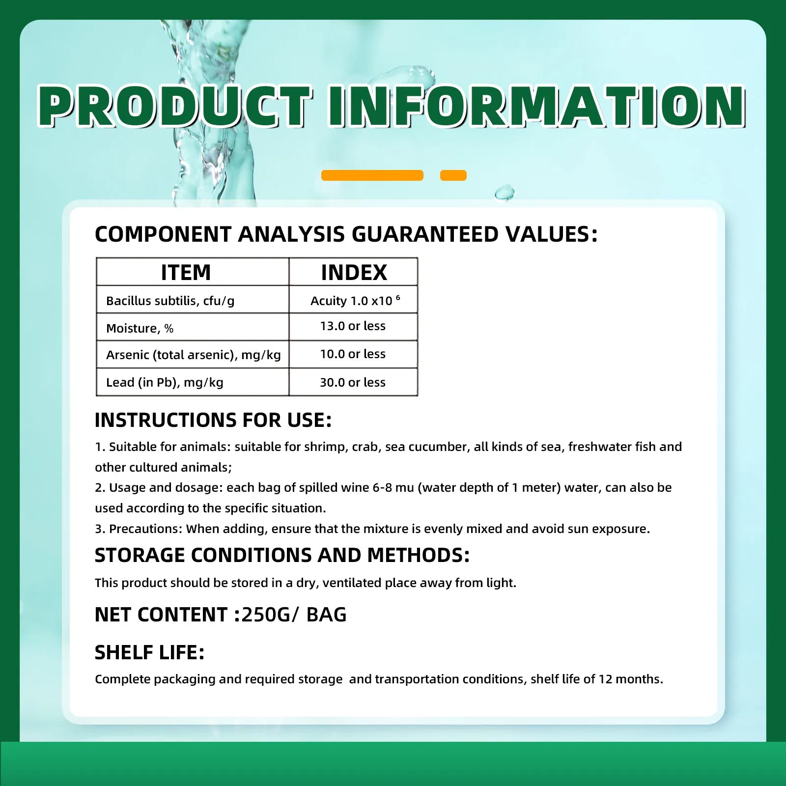 Advanced Aquaculture Enhancers Probiotic Solutions Aquatic Feed Additives