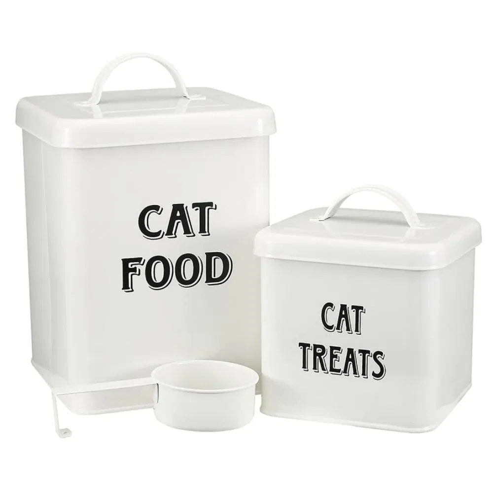 Dog and Cat Food Storage Container Farmhouse Pet Food Treats Holder with Lid and Scoop