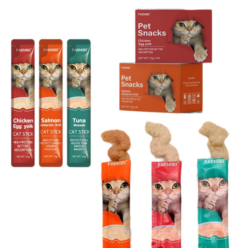 Faenbei Cat Snacks Wet Food Liquid Treats Creamy Bar 15g * 60 PCS