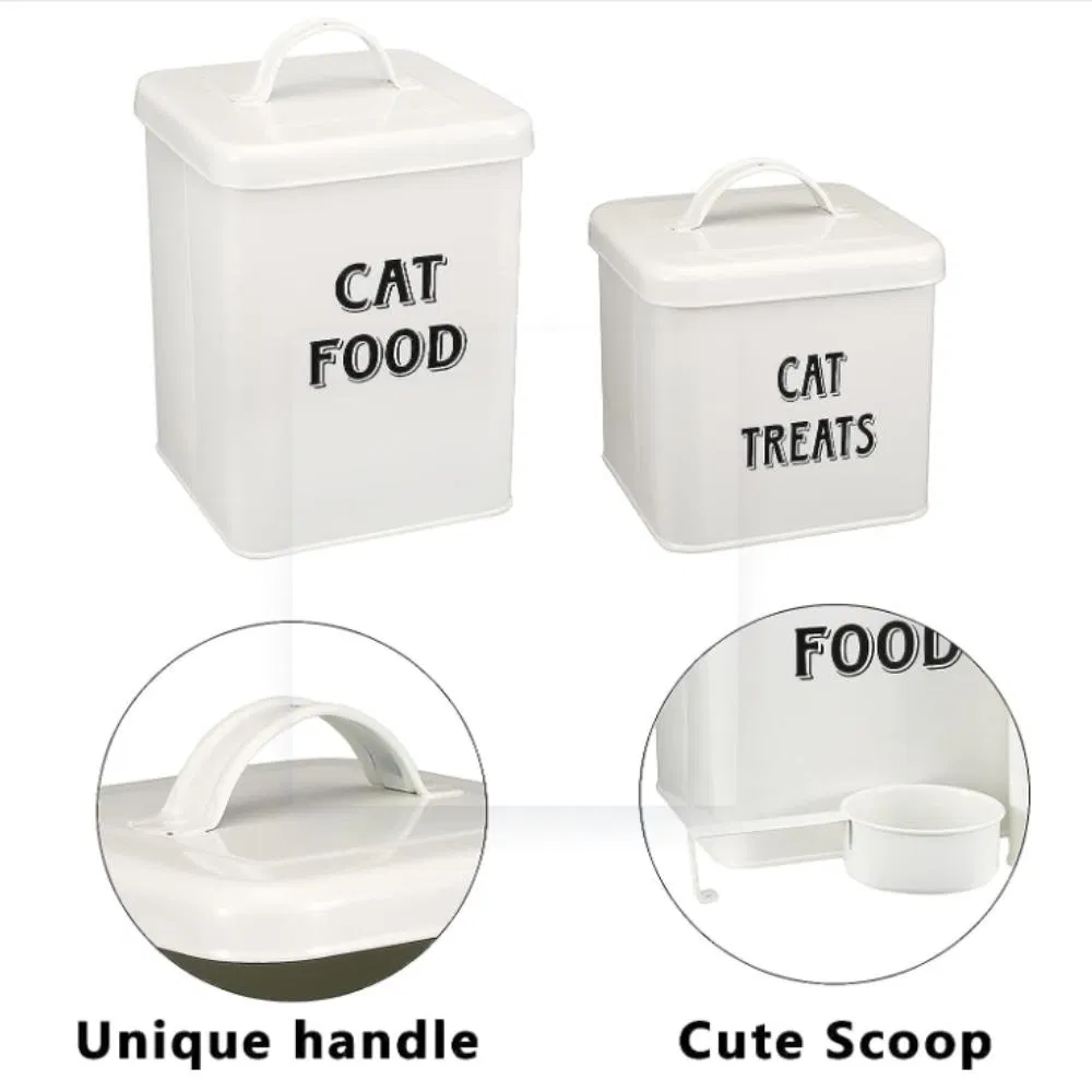 Dog and Cat Food Storage Container Farmhouse Pet Food Treats Holder with Lid and Scoop