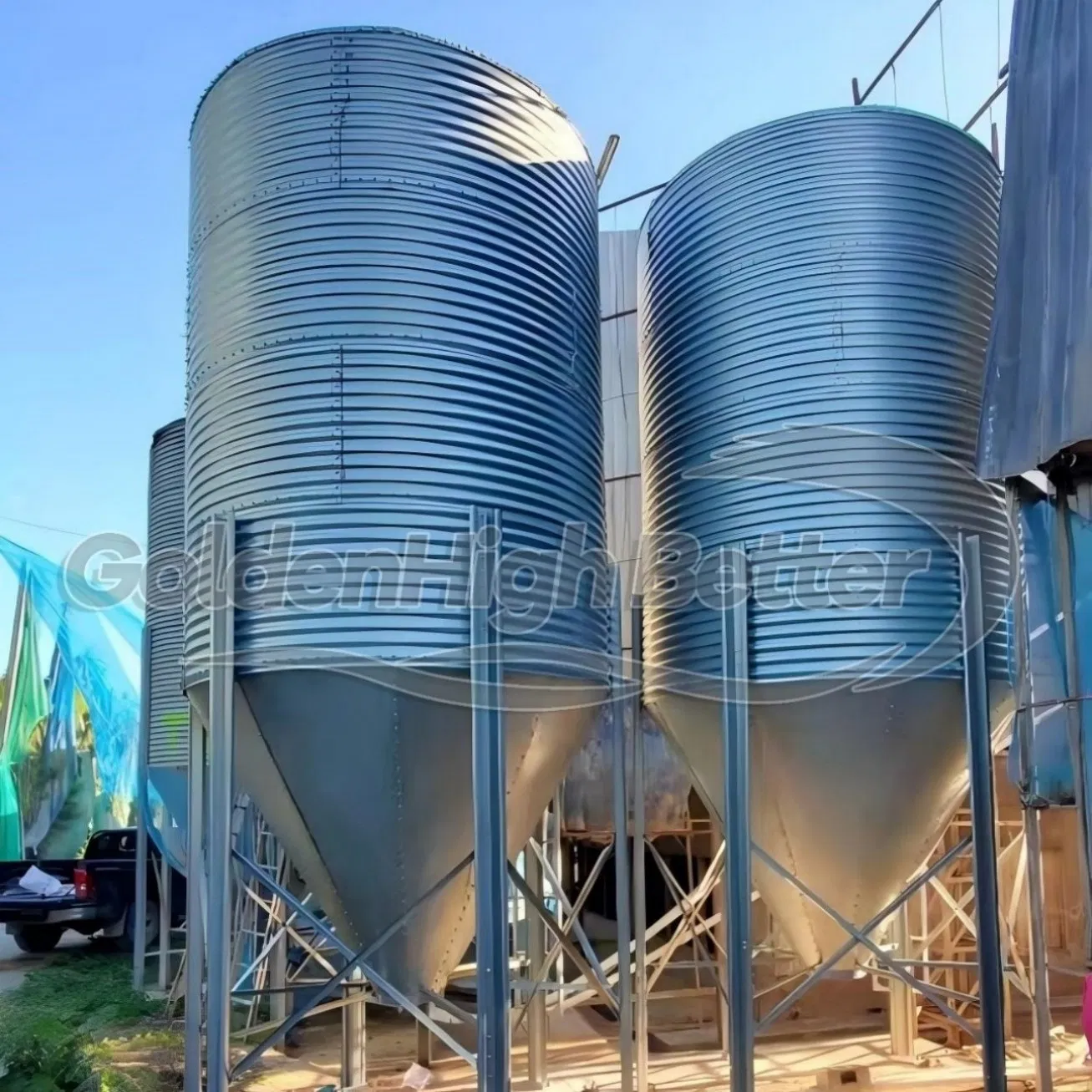 High Quality Galvanized Poultry Silo Steel Feed Storage Bin for Chicken Livestock Pig Farm for Wheat Grain Feed Storage Global Hot Sell