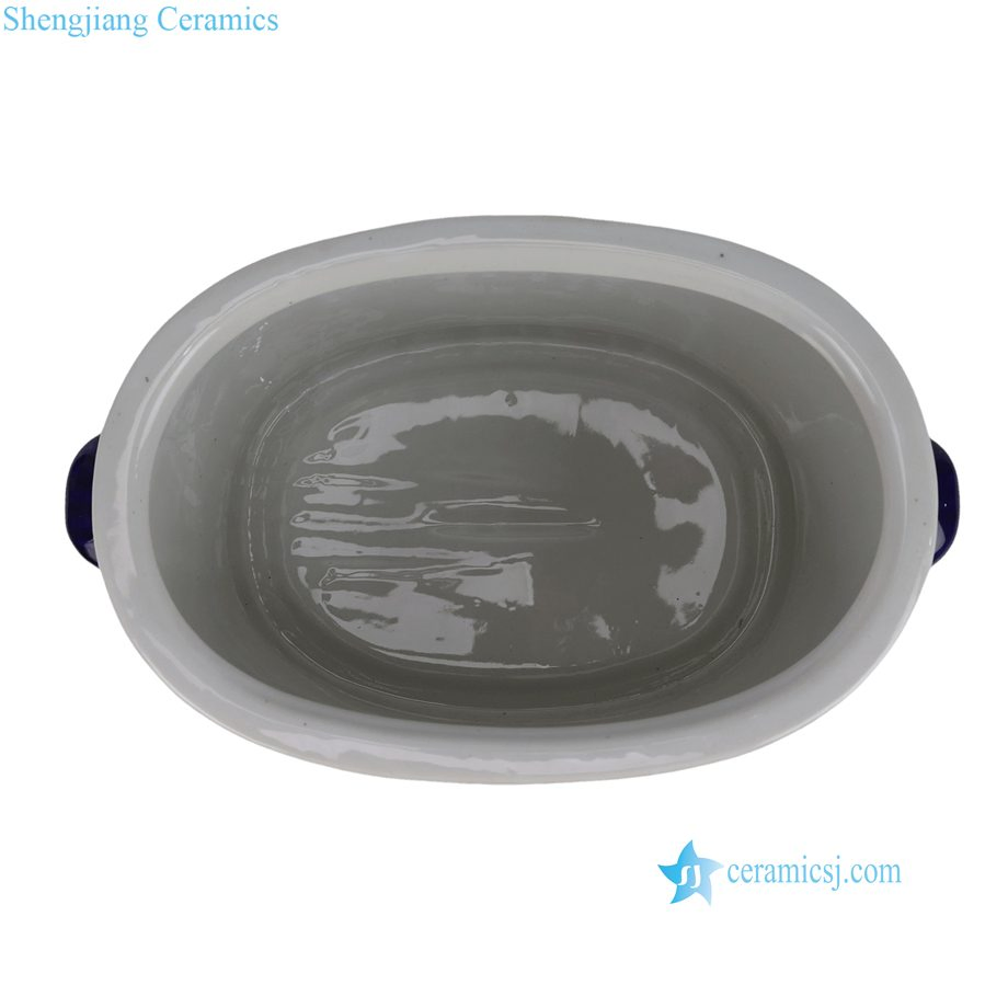 Wholesale Affordable Blue and White Floral Motif Ceramic Houseplant Growers with Handles