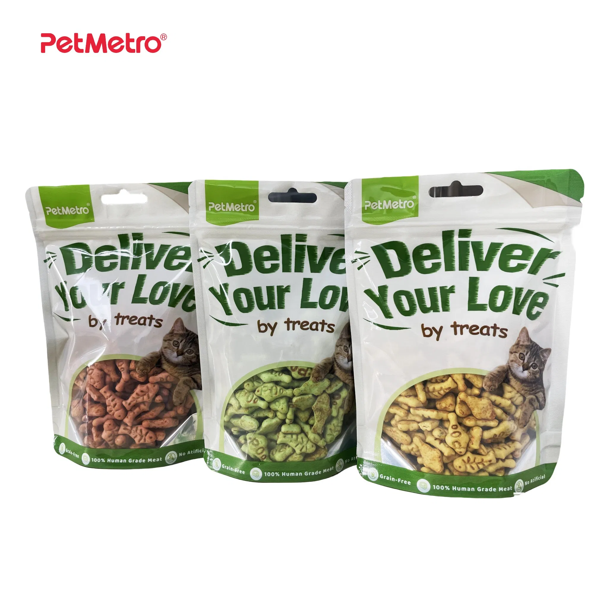 Omega Supported 100g Crunchy Catnip Added Fish Shaped Nutrition Snack for Long Term Supply Omega Enriched Cat Treats