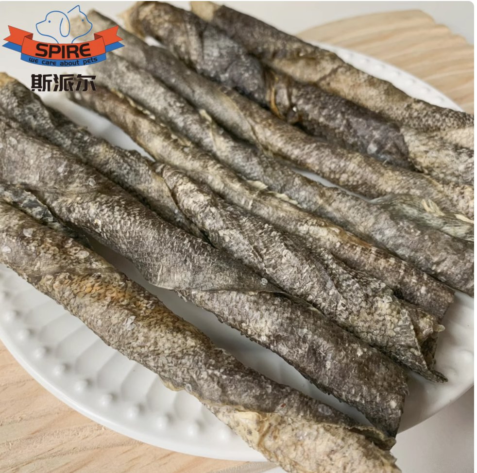 Custom Package Spire Pet Supply Food Factory Deep Sea Cod Skin Stick for Cat Dog Treats