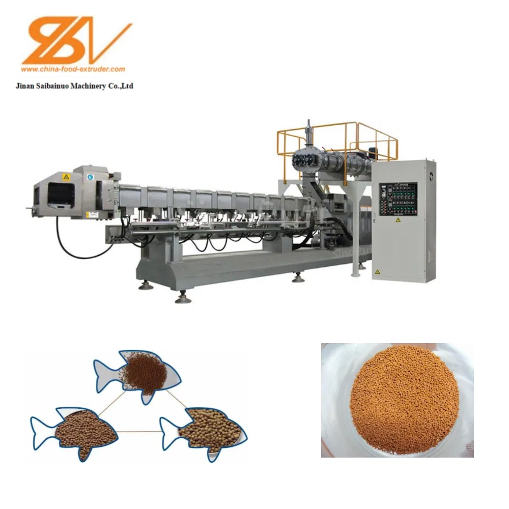 Advanced Industrial Double-Shaft Floating Aquafeed Feed Fodder Pellet Extrusion Drying and Flavoring Making Machine Price