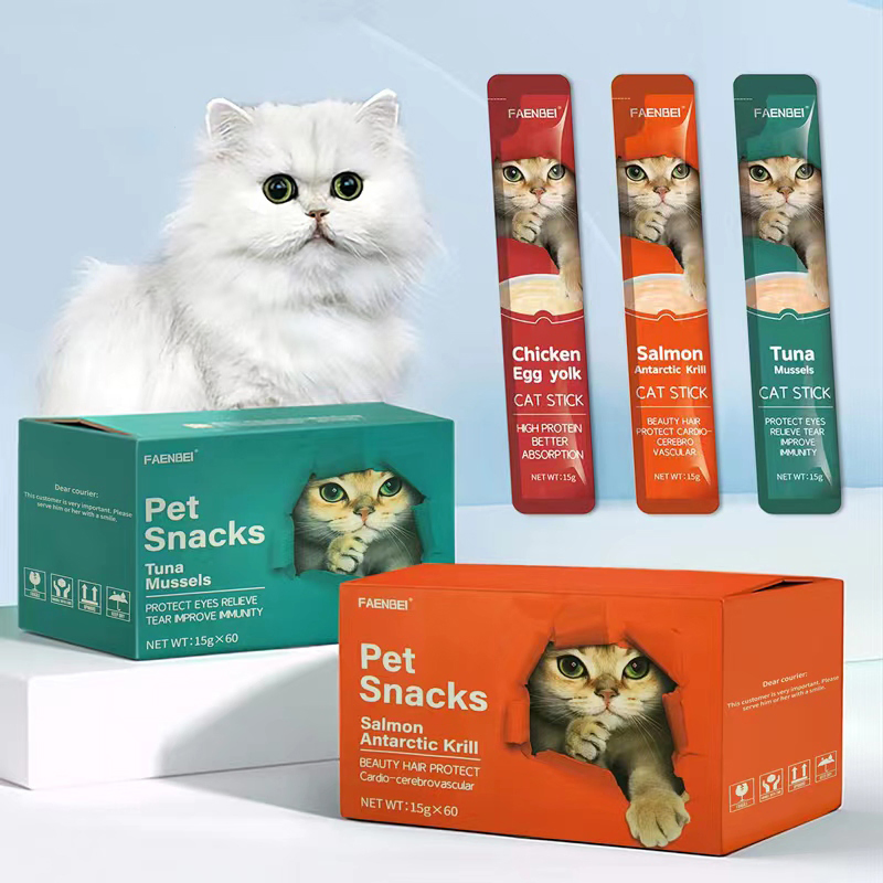 Faenbei Cat Snacks Wet Food Liquid Treats Creamy Bar 15g * 60 PCS