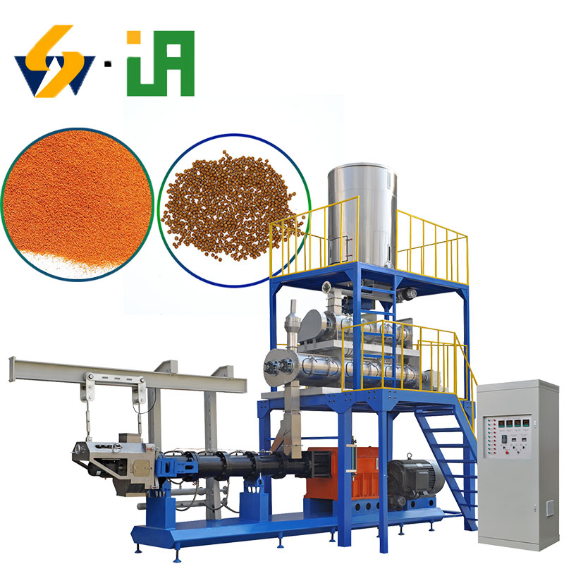 Double Screw Floating Fish Feed Pellet Extruder Machine Animal Food Mixer Producing Pet Production Line