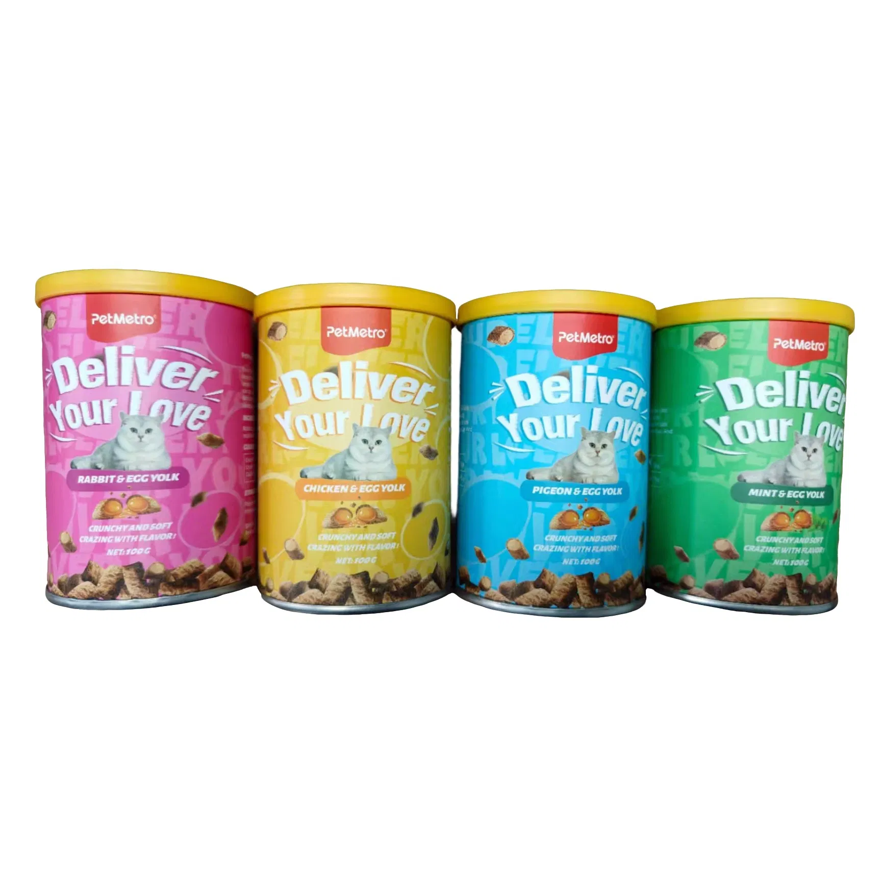 Durable Sealed 100g Bottle Snack Using Crispy Texture and Soft Egg Yolk Core Designed for Retail Vitamin Enriched Cat Treats