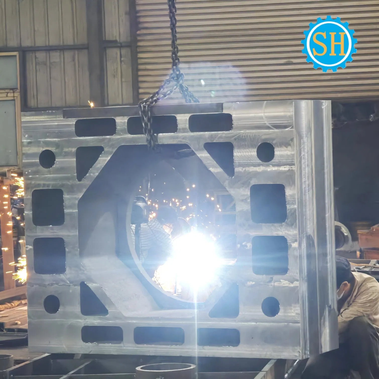 Custom Large Steel Bearing Base Seat Housing Parts CNC Machining Welding Services