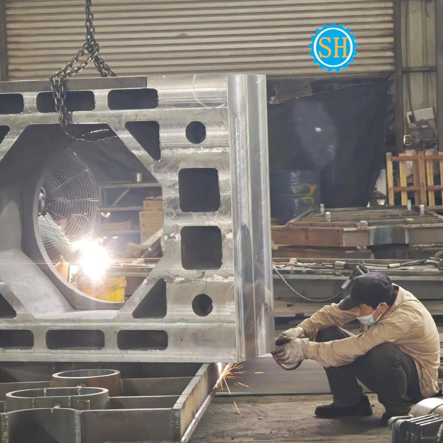 Custom Large Steel Bearing Base Seat Housing Parts CNC Machining Welding Services