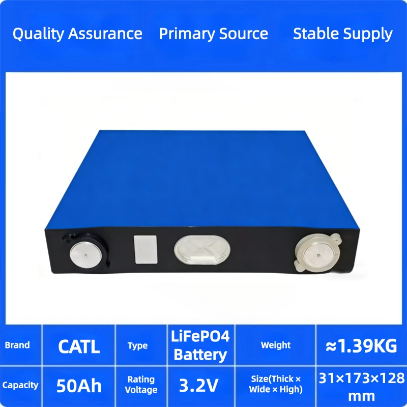 CATL 3.2V 50Ah LiFePO4 Prismatic Battery Cell with 2000 Cycles for ESS EV Solar Battery Pack (-20-60)