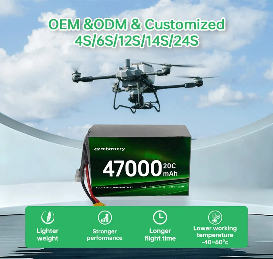 46000mAh-47000mAh 25c Large Payload Drone Battery Pack