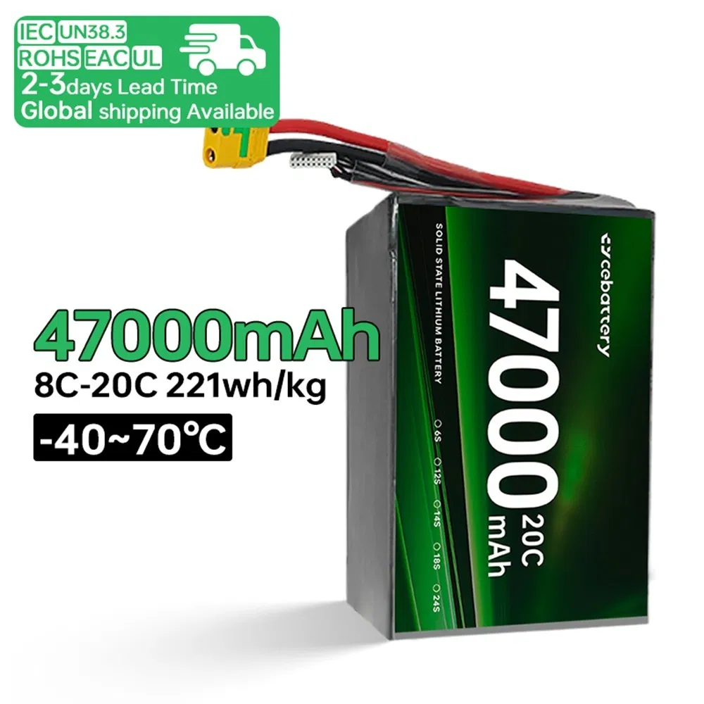 Original Factory 46000mAh-47000mAh 25c for Large Payload 100kg 500kg Drone Semi-Solid State 100V Rechargeable Lithium Ion Battery Pack for Drone