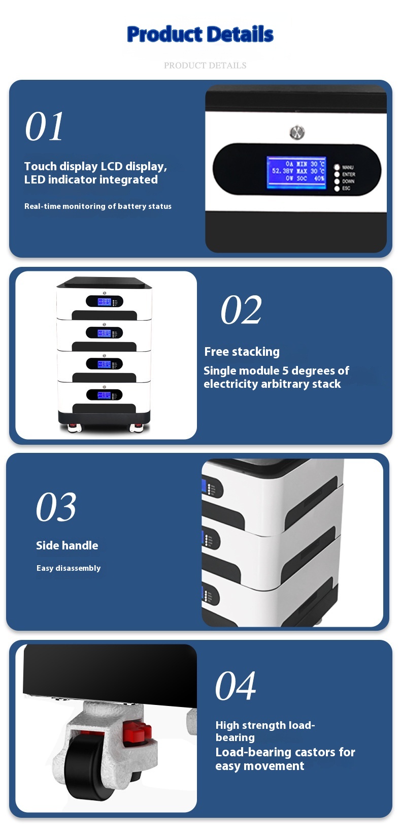 All-In-One 48V Home Energy Storage Machine 10-20kWh CAN 16 Units 100/200Ah BMS 5-Degree Inverter Split Hybrid Stackable LiFePO4