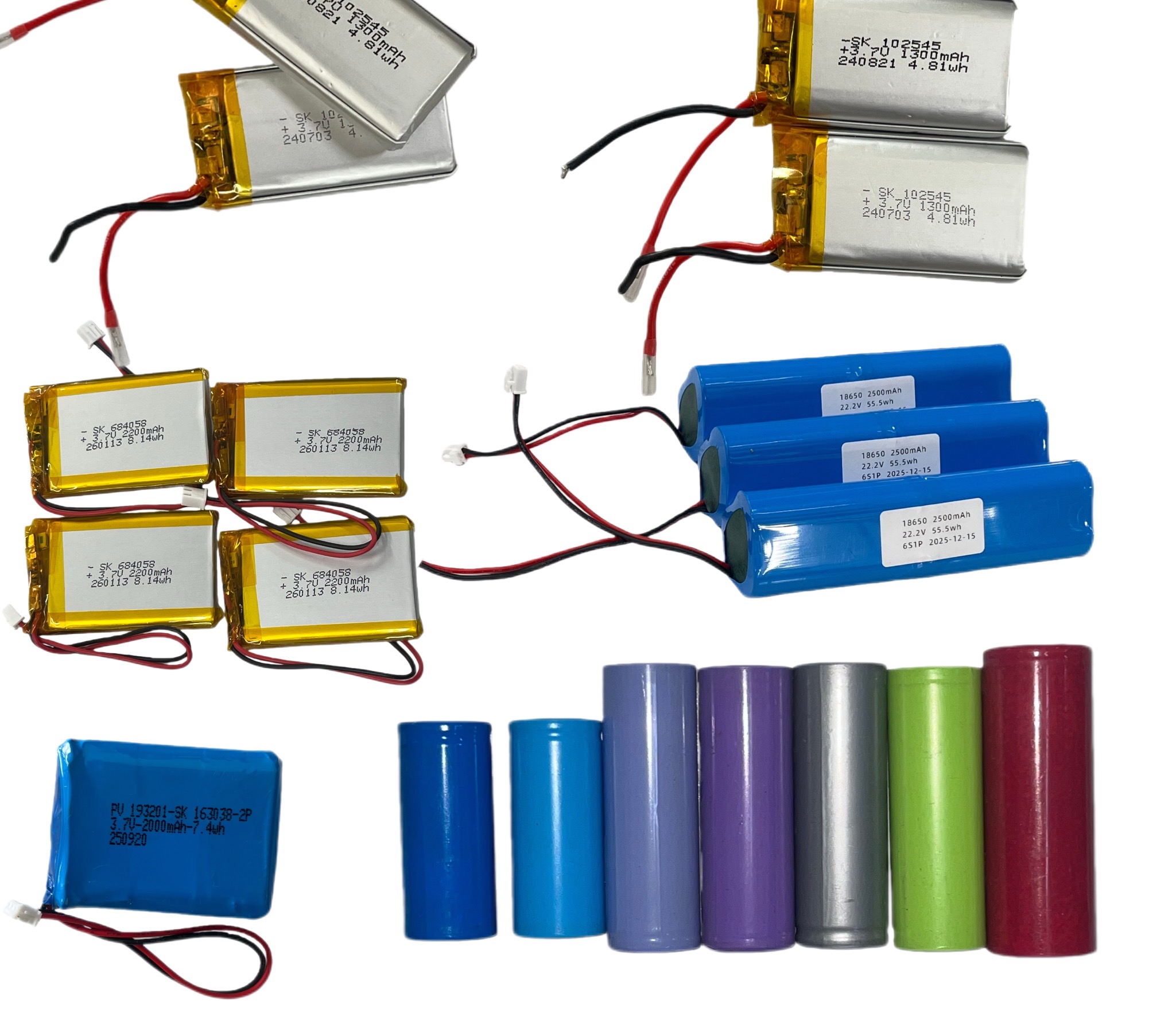 Factory OEM Wholesale KC Quality 102545 3.7v Cell 1300mAh 1500mAh 2000mAh 2200mAh 2500mAh 3000mAh Li Polymer Pouch Battery Pack