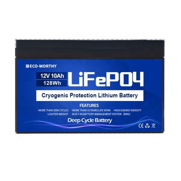Eco-worthy 12V 10Ah Lithium LiFePO4 Deep Cycle Battery Factory Longer Lifespan With the Low Temperature Protection