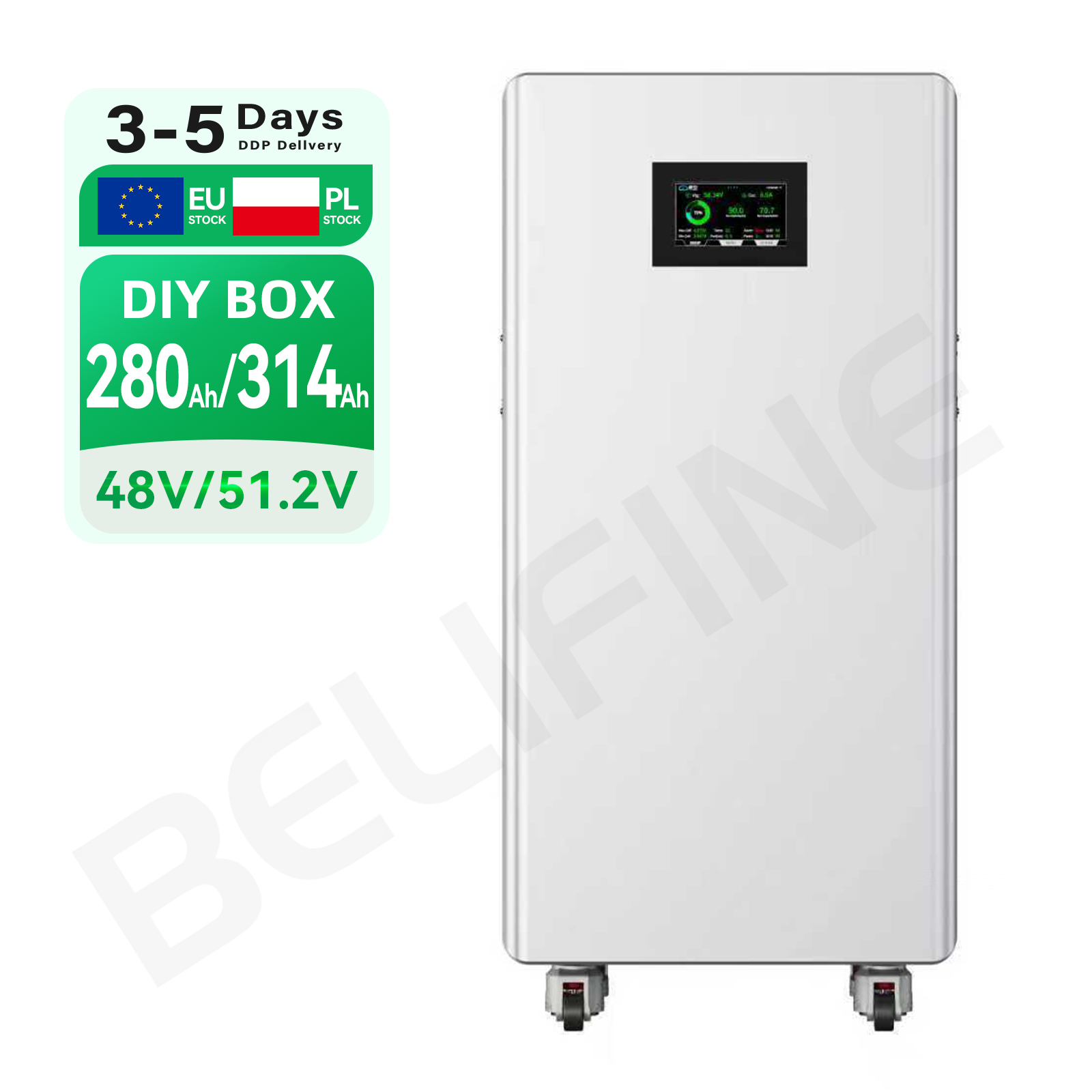 Ready-to-use LIFEPO4 Battery Case Include BMS JK V19 48v 280Ah 314Ah Lithium Battery 51.2V 280ah 314Ah Diy Battery Box