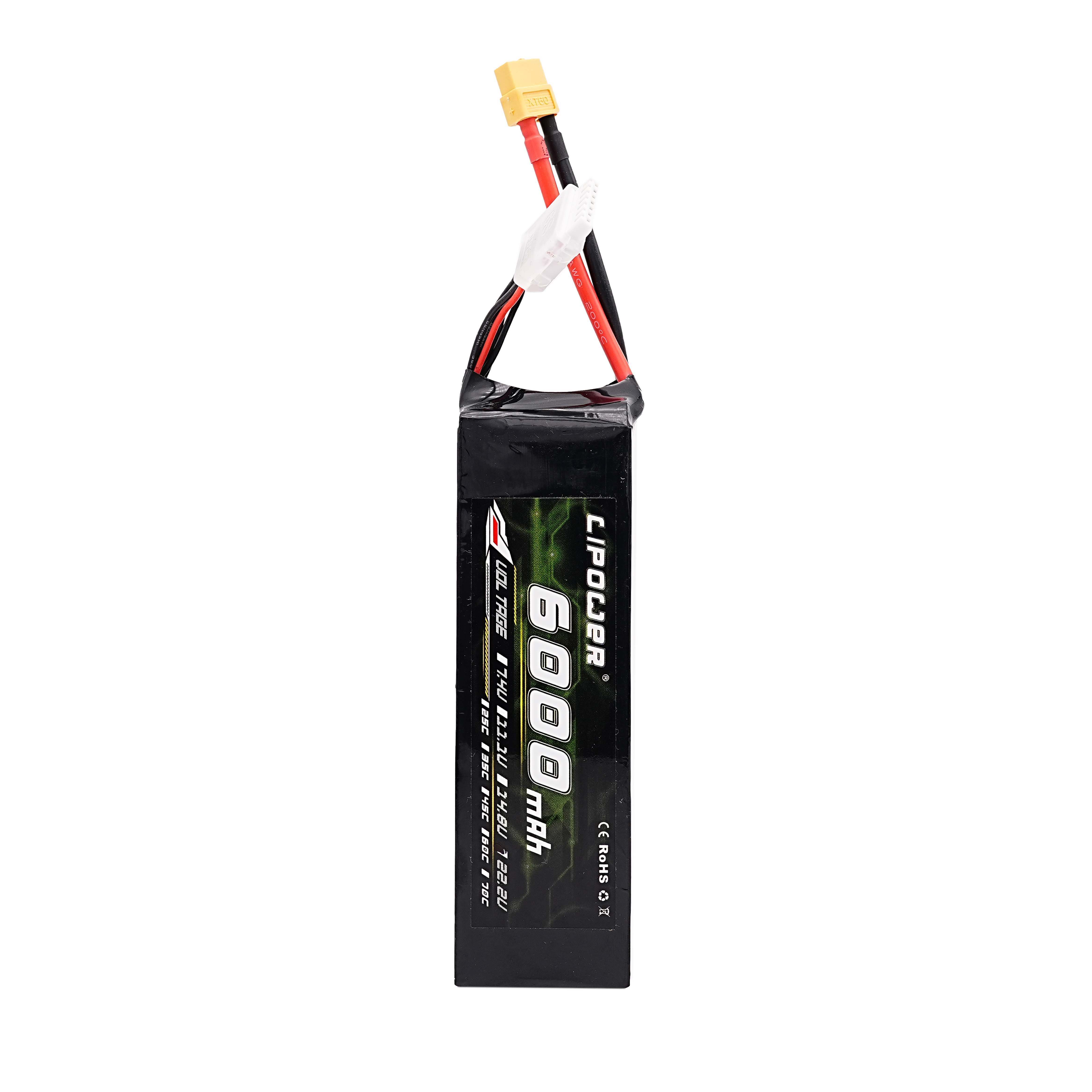 LIPOWER 4S 6000mAh 14.8V 50C 100C XT90 High Discharge Rechargeable LiPo Battery Pack For RC Cars Boats Drones FPV Racing Trucks