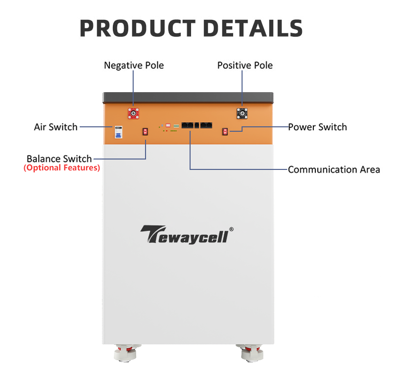 Tewaycell 15kWh 48V 314Ah LiFePO4 Home Energy Storage Battery All in One Mobile ESS with Wheels 6000+ Cycles