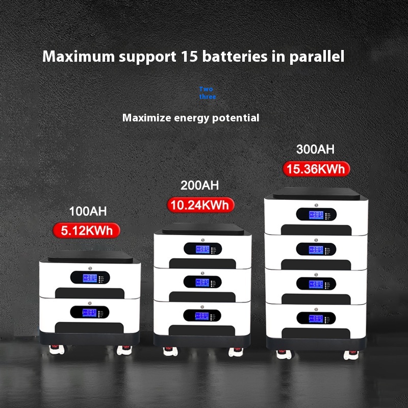 All-In-One 48V Home Energy Storage Machine 10-20kWh CAN 16 Units 100/200Ah BMS 5-Degree Inverter Split Hybrid Stackable LiFePO4