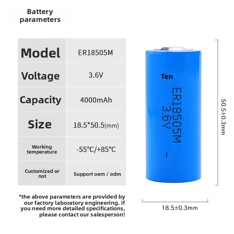 Spot ER18505 36V Disposable Lithium Thionyl Chloride Battery for Instrumentation Column From China