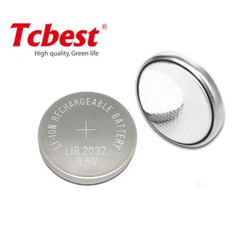 Lir2032 40mAh Rechargeable 3.6V/3.7V Lithium Ion Button Cell with Solder Tabs