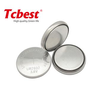 Lir2032 40mAh Rechargeable 3.6V/3.7V Lithium Ion Button Cell with Solder Tabs