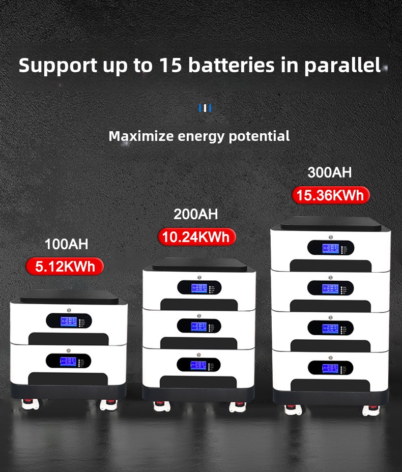 All-In-One 48V Home Energy Storage Machine 10-20kWh CAN 16 Units 100/200Ah BMS 5-Degree Inverter Split Hybrid Stackable LiFePO4