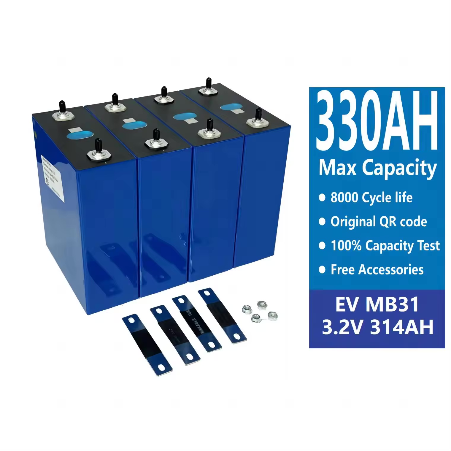 Yixin Rechargeable 3.2V Prismatic Lithium Iron Phosphate (LiFePO4) Battery Cells LFP 280K MB30 MB31 Blue 330Ah/314Ah/306Ah/280Ah