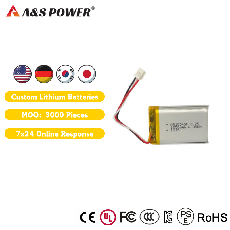 OEM / Custom Factory 103450 3.7v 1850mah Lithium Polymer Battery For Environmental Protection Equipment
