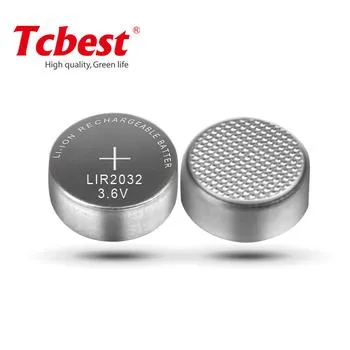 Lir2032 40mAh Rechargeable 3.6V/3.7V Lithium Ion Button Cell with Solder Tabs