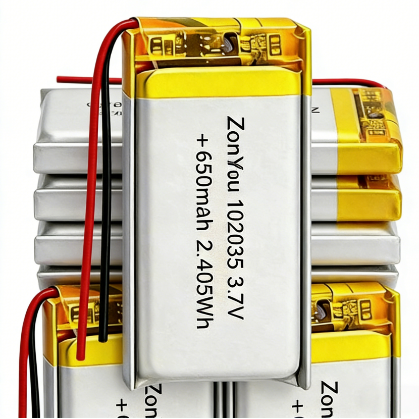 Wholesale ZonYou Li-polymer Battery 102035 3.7V 650mAh Pouch Cells with 12 Months Warranty for Consumer Electronics Mobile Power