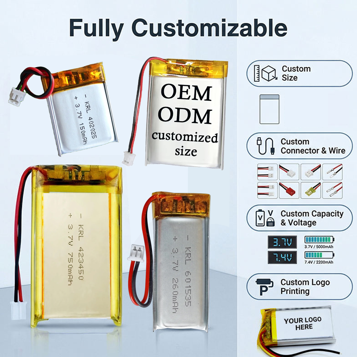 Manufacturer KC Certified 3.7v 801738 450mAh pouch lithium ion batteries Cell for Korea Market Smart Devices Customized Solution