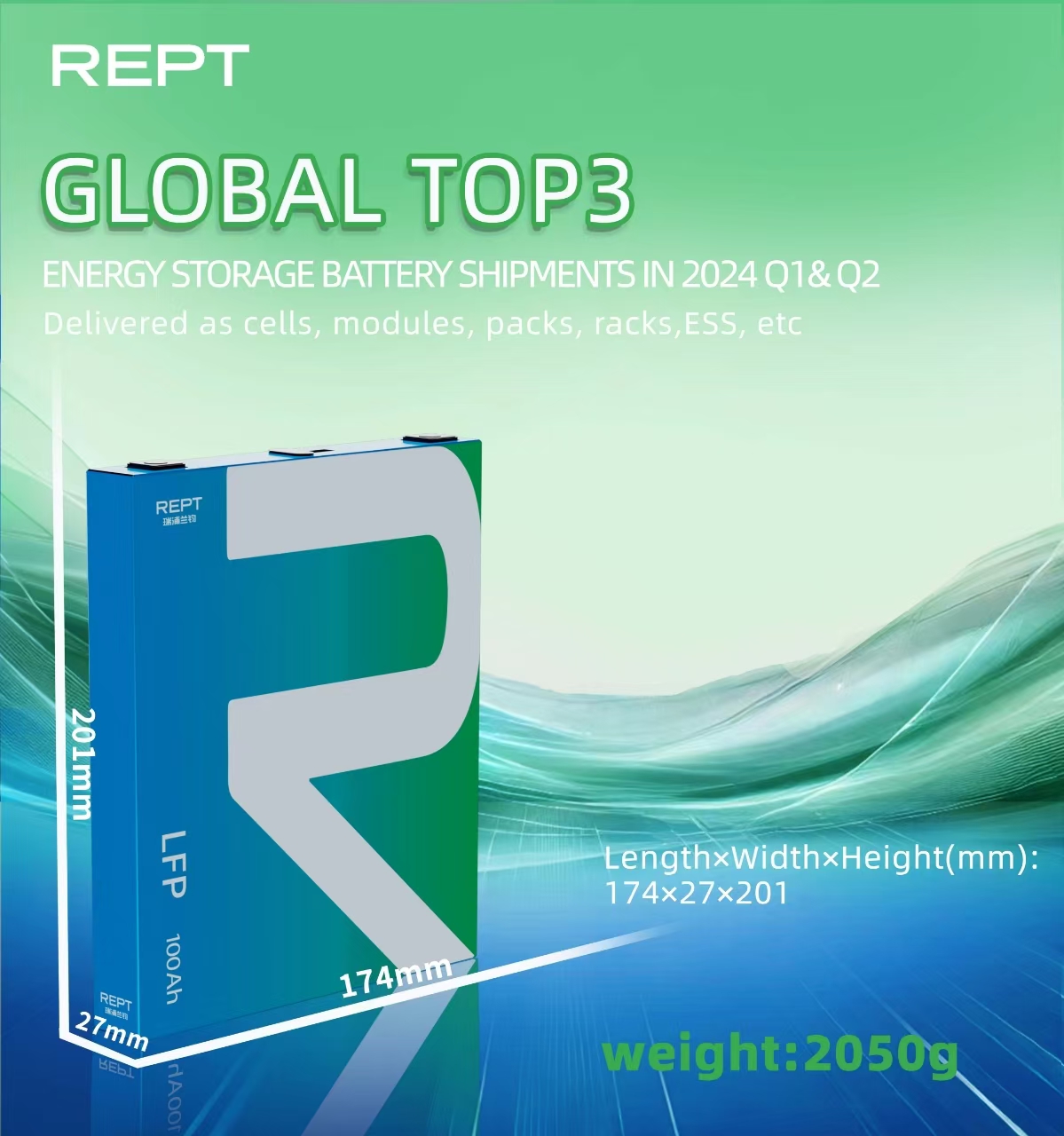 REPT Household Energy Storage System Long-Life LFP100 Lifepo4 Battery Cell Grade LF100 3.2v Prismatic Lithium Ion Batteries 6000