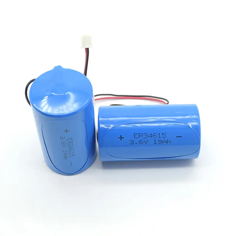 ER34615 3.6V 19Ah Lithium Thionyl Chloride Battery with Connector, 19000mAh D-Size Primary Cell for Smart Meter, IoT Sensor
