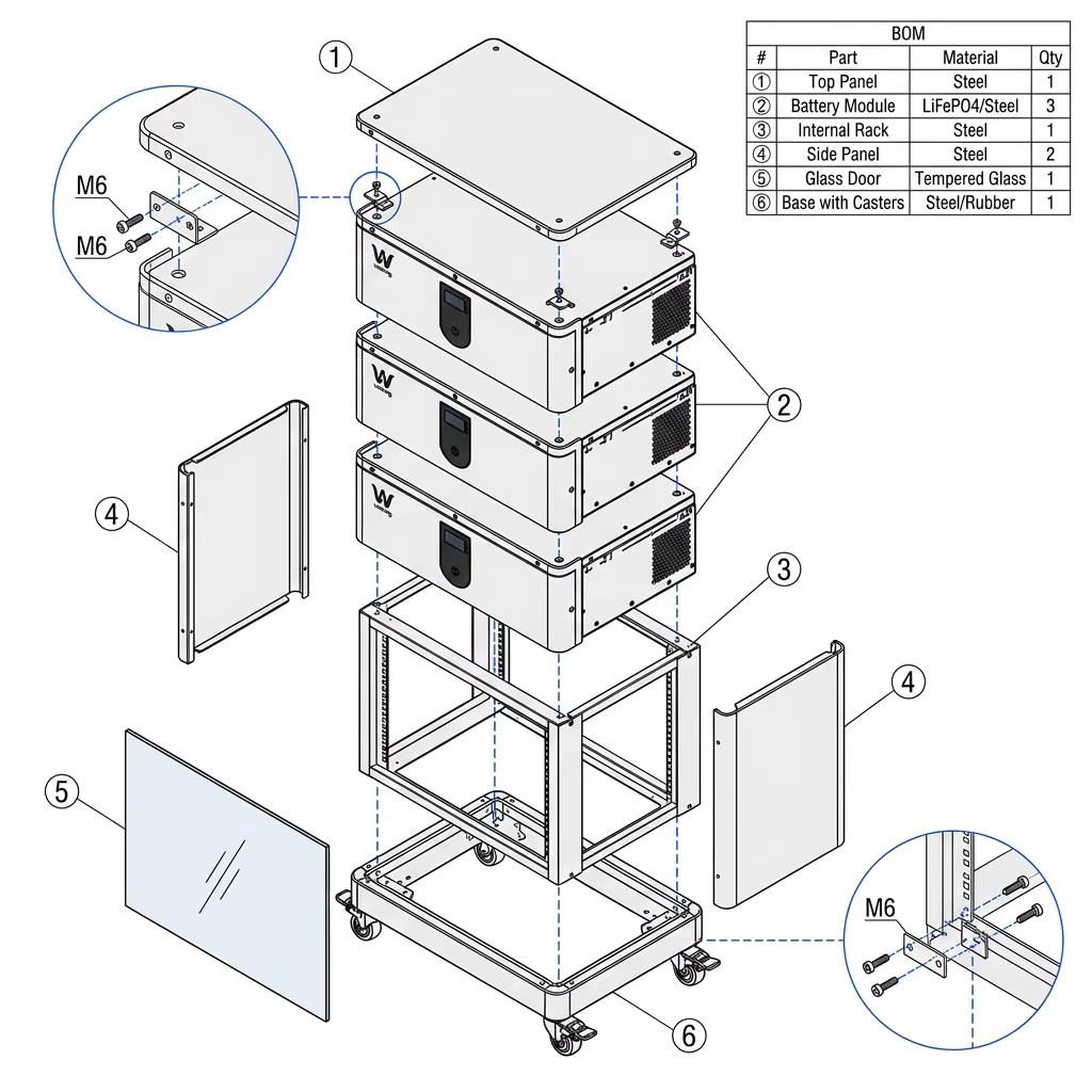 EU Rack-mounted LiFePO4 48V 51.2V 300Ah 15Kwh 30KWh 45Kwh 60Kwh Lithium Ion Batteries For 15KW 20KW Solar Energy Storage System