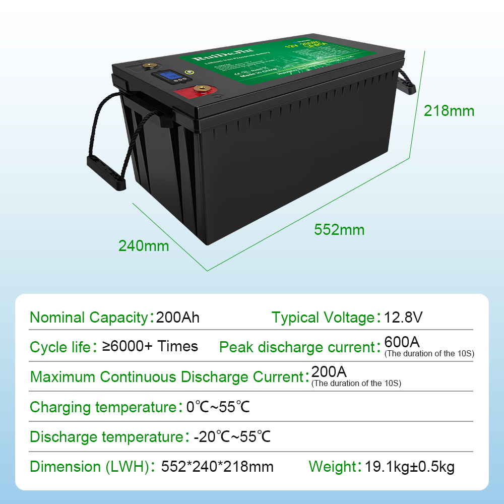 12V 20Ah 50Ah 100Ah 200Ah 300Ah 400Ah Smart BMS Waterproof IP67 Grade A Cell LifePo4 LFP Battery Pack Lithium Solar Batteries