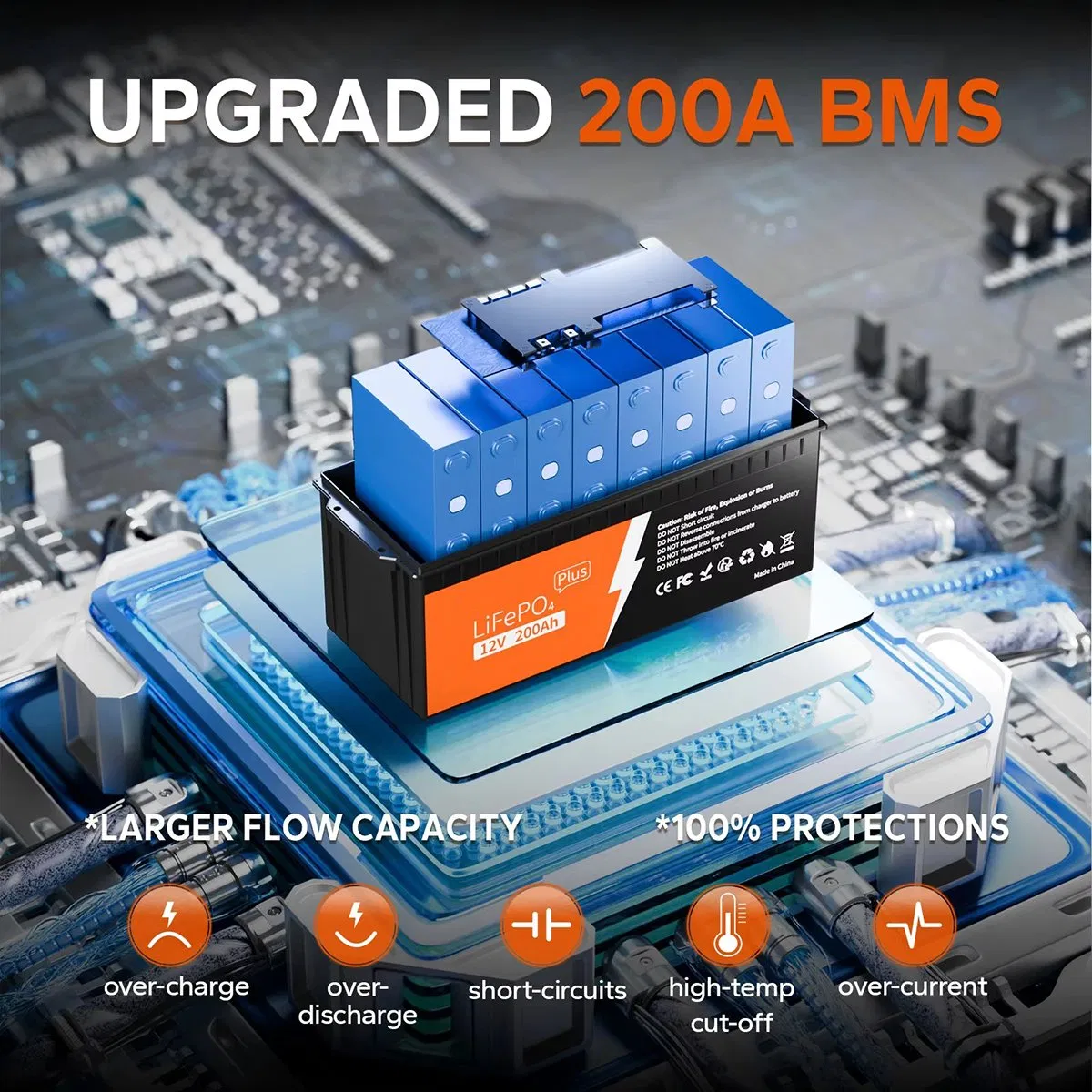Semi-Solid State 12V 200ah Plus LiFePO4 Lithium Battery 200A BMS Stronger Flow Capacity View 1