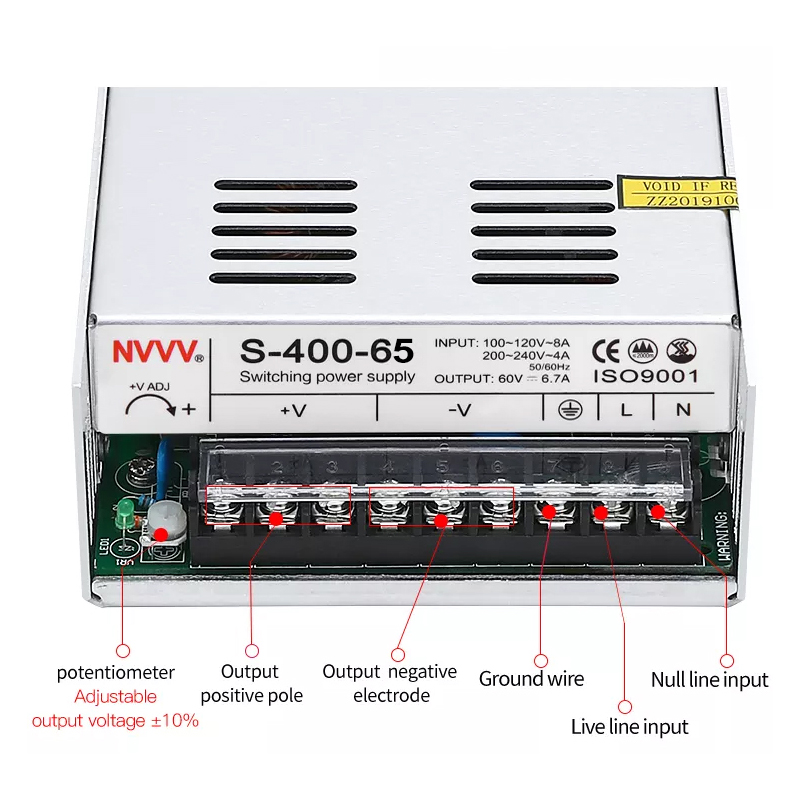 AC/DC 65V LED Transformer SMPS 65V 400w Power Supply 400W Dc Power Supply for CCTV Camera and LED Light S-400-65