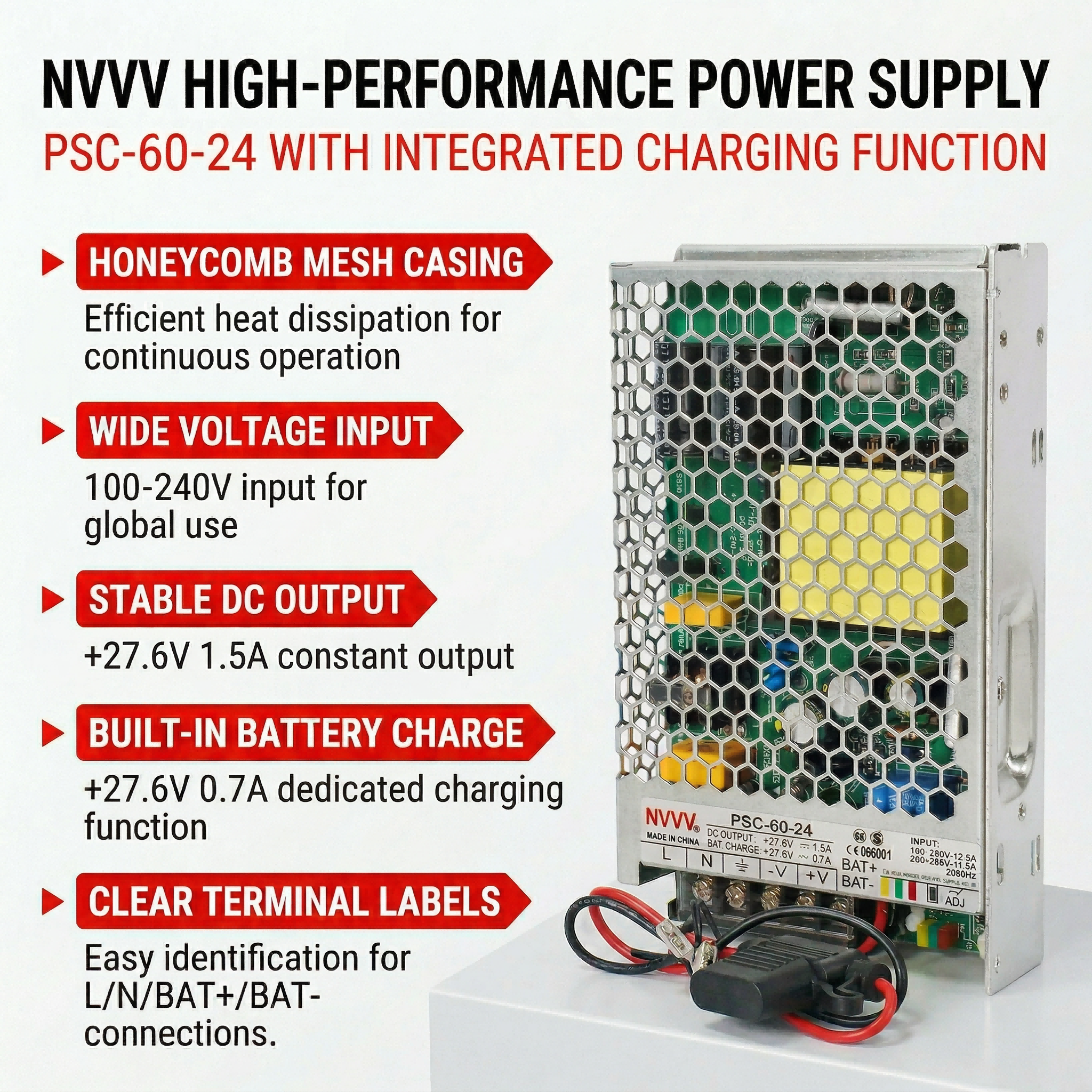 UPS Charging Function PSC-150 12V DC Emergency Power Supply Monitored Battery-Backup for Security System